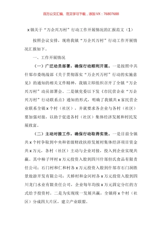 万企兴万村工作汇报工作经验材料汇编.docx