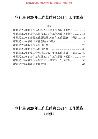 10篇审计局2020年度工作总结及2021年度工作计划汇编.docx