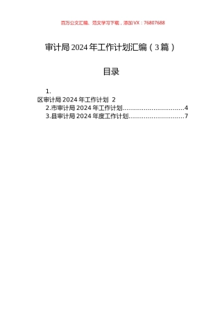 审计局2024年工作计划汇编（3篇）.docx