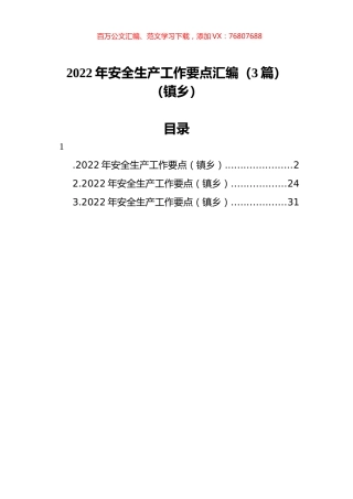 2022年安全生产工作要点汇编（3篇）（镇乡）.docx