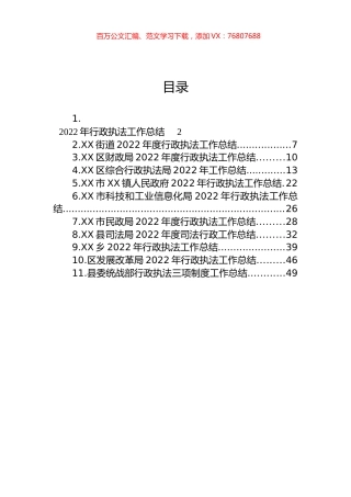2022年行政执法工作总结汇编（11篇）.docx