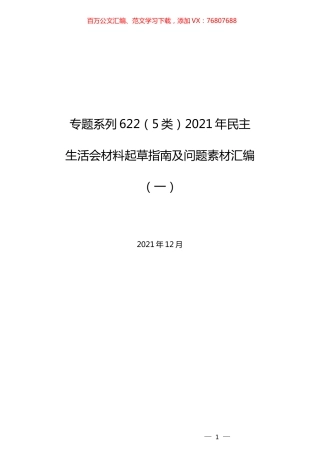 （5类）2021年民主生活会材料起草指南及问题素材汇编（一）.docx