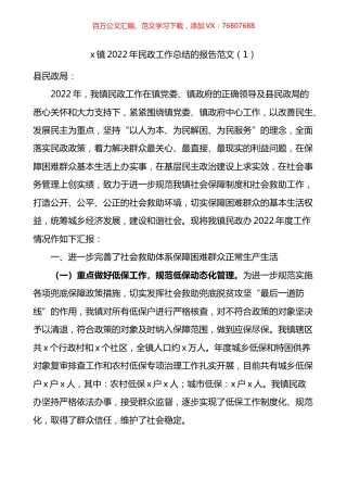 2022年乡镇街道民政工作总结汇编.docx