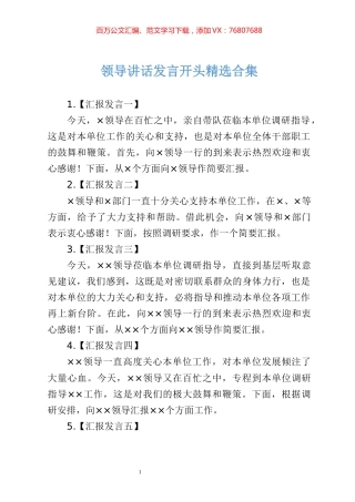 【标题开场汇编】领导讲话发言开头精选合集（30条）.docx