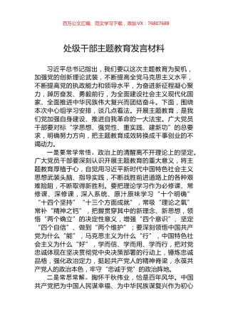 处级干部主题教育发言材料.docx