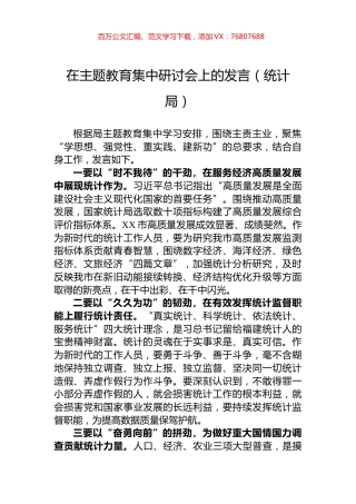 在主题教育集中研讨会上的发言（统计局）.docx