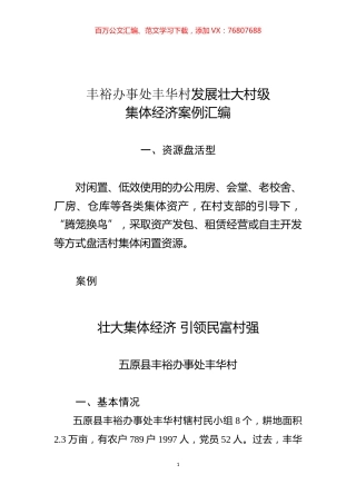 丰裕办事处丰华村发展壮大村级集体经济案例汇编提1（精简版）.docx