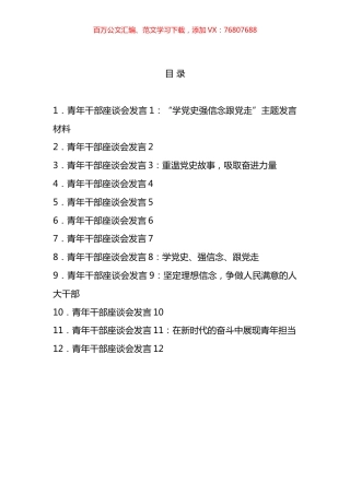 青年干部座谈会发言汇编（12篇）.docx