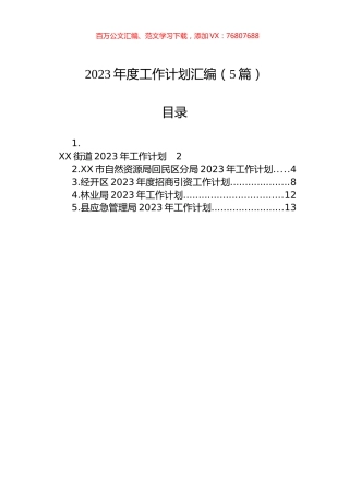 2023年度工作计划汇编（5篇）.docx