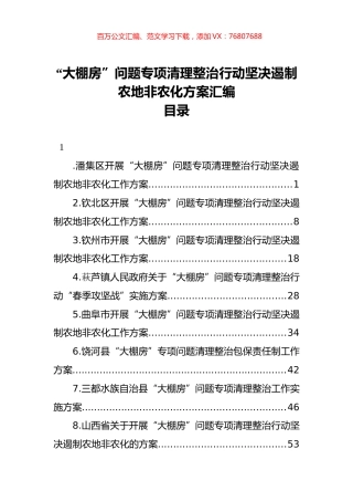 “大棚房”问题专项清理整治行动坚决遏制农地非农化方案汇编（22篇）.docx