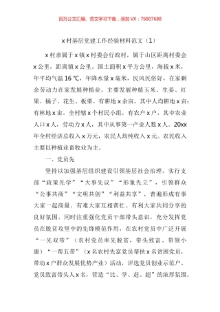 村2021年基层党建工作经验材料汇编.docx