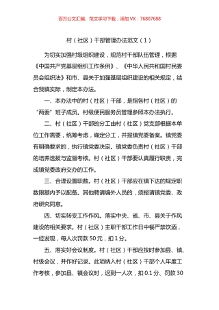 村社两委干部的管理办法汇编.docx