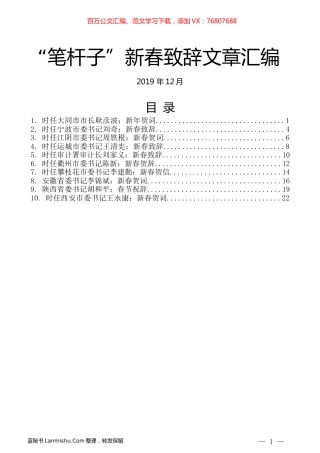（10篇）“笔杆子”新春致辞文章汇编.docx