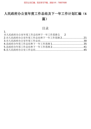 人民政府办公室年度工作总结及下一年工作计划汇编（6篇）.docx