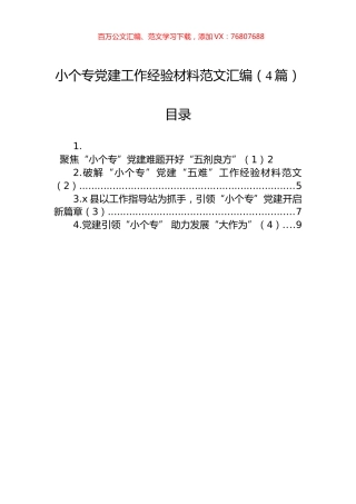 小个专党建工作经验材料范文汇编（4篇）.docx