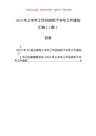2023年上半年工作总结和下半年工作谋划汇编（2篇）.docx