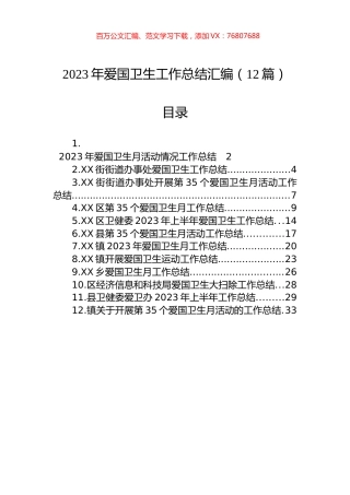 2023年爱国卫生工作总结汇编（12篇） (2).docx