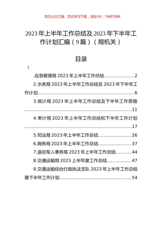 2023年上半年工作总结及2023年下半年工作计划汇编（9篇）（局机关）.docx