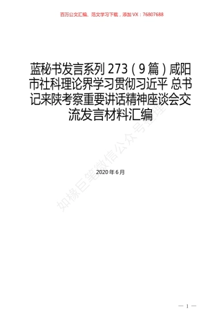 （9篇）咸阳市社科理论界学习贯彻习近平来陕考察重要讲话精神座谈会交流发言材料汇编.docx