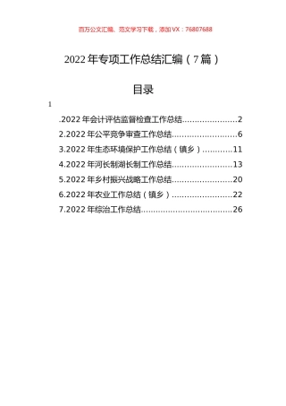 2022年专项工作总结汇编（7篇）.docx