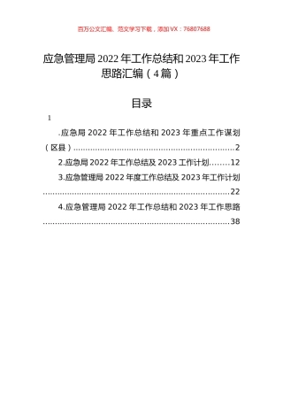 应急管理局2022年工作总结和2023年工作思路汇编（4篇）.docx