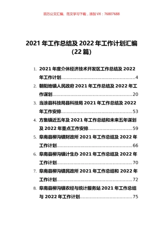 2021年工作总结及2022年工作计划汇编（22篇） (2).docx