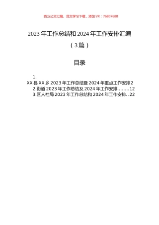 2023年工作总结和2024年工作安排汇编（3篇）.docx