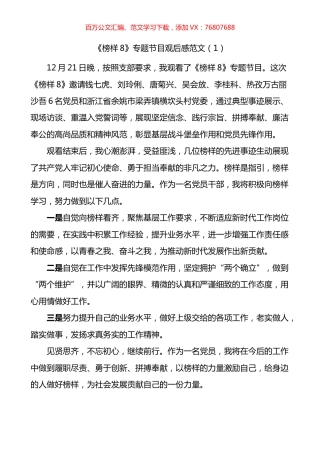 榜样8专题节目观后感心得体会发言材料汇编.docx