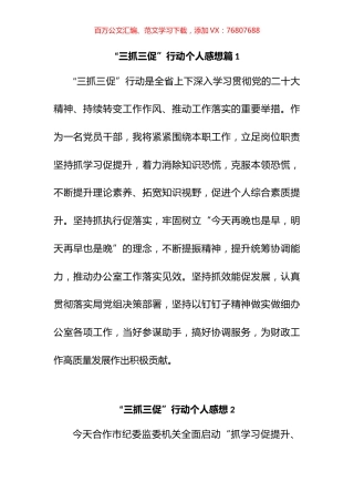 “三抓三促”行动个人感想汇编（10篇）.docx