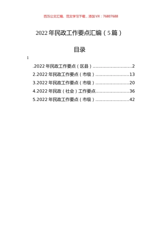 2022年民政工作要点汇编（5篇）.docx