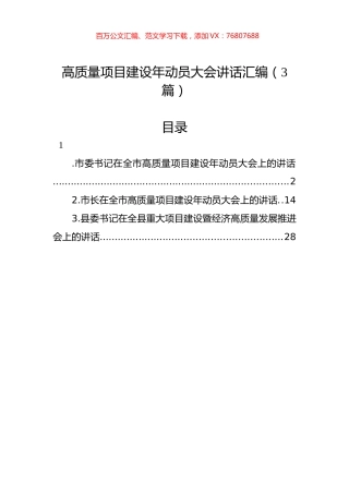 高质量项目建设年动员大会讲话汇编（3篇）.docx