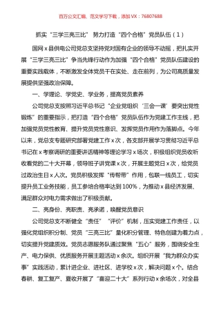 党组织“三学三亮三比”争当先锋行动工作经验材料汇编（10篇）.docx