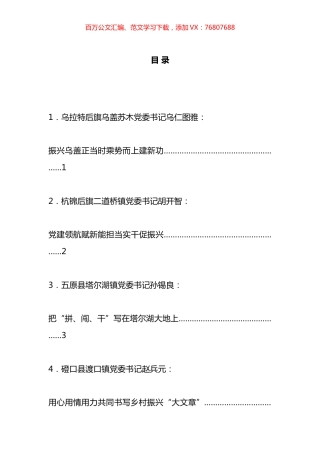 乡镇D委书记2023年度“乡村振兴擂台比武”发言材料汇编.docx