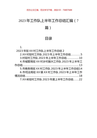 2023年工作队上半年工作总结汇编（7篇）.docx