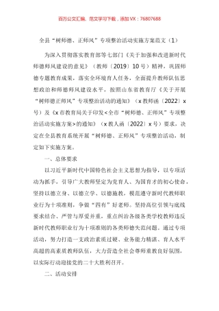 树师德正师风专项整治活动实施方案汇编.docx