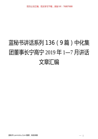 （9篇）中化集团宁高宁2019年1—7月讲话文章汇编.docx