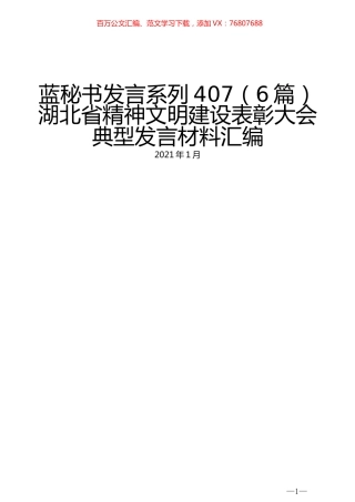 （6篇）湖北省精神文明建设表彰大会典型发言材料汇编.docx