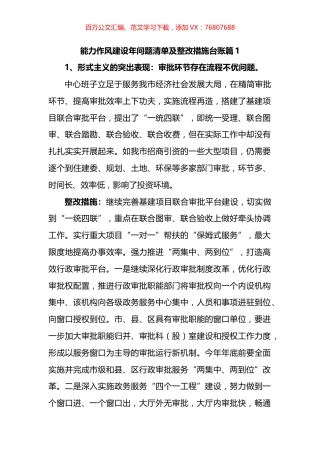 能力作风建设年问题清单及整改措施台账汇编.docx
