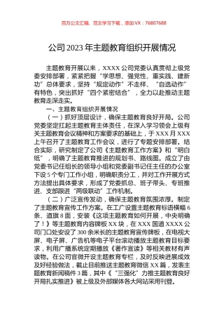 公司2023年主题教育组织开展情况.docx