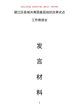 碧江区县域共青团基层组织改革试点推进会发言材料汇编.docx