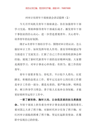 审计局青年干部座谈会讲话汇编.docx