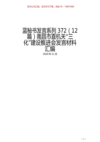 （12篇）南昌市直机关“三化”建设推进会发言材料汇编.docx