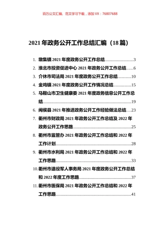 2021年政务公开工作总结汇编（18篇） (2).docx