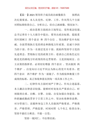 领导班子成员政治画像报告汇编.docx