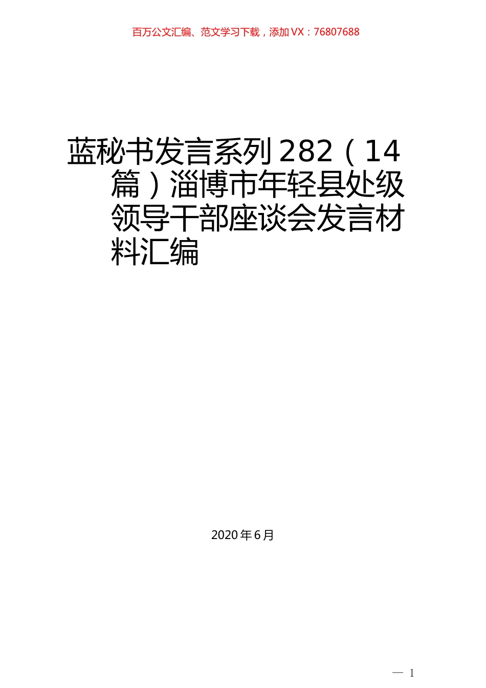 （14篇）淄博市年轻县处级领导干部座谈会发言材料汇编.docx_第1页