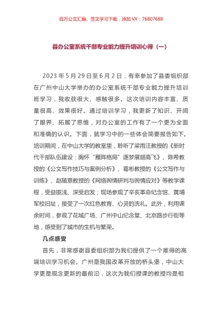 县办公室系统干部专业能力提升培训心得体会汇编（10篇）.docx