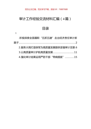 审计工作经验交流材料汇编（4篇）.docx