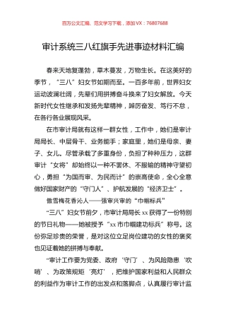 审计系统三八红旗手先进事迹材料汇编.docx