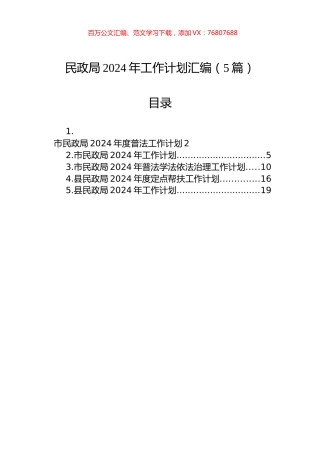 民政局2024年工作计划汇编（5篇）.docx