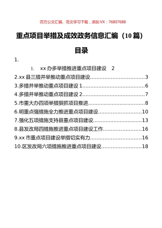 重点项目举措及成效政务信息汇编（10篇）.docx